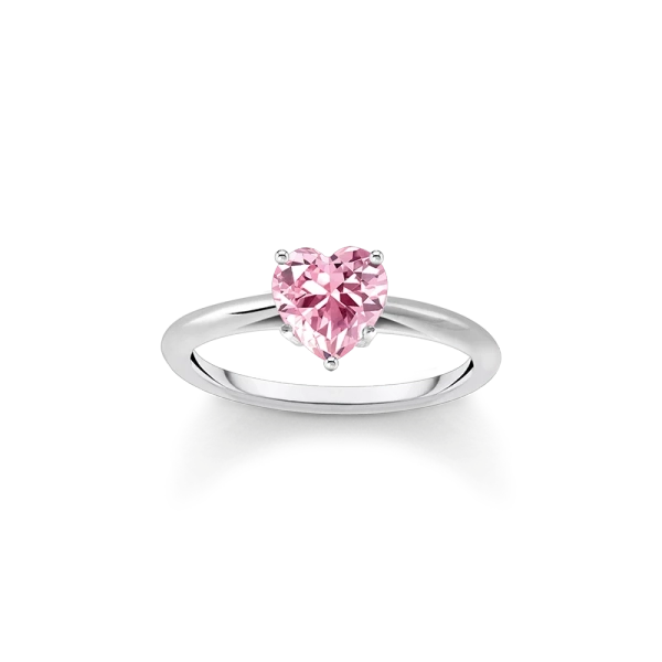 Ring mit pinkfarbenem Stein in Herzform Silber - Thomas Sabo - Nordic Spectra
