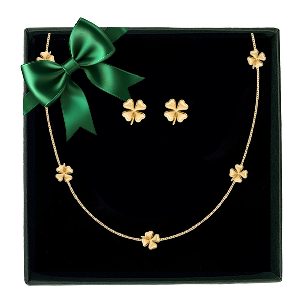 Lucky Mini Multi presentset med halsband och örhängen i 14K guldpläterat stål