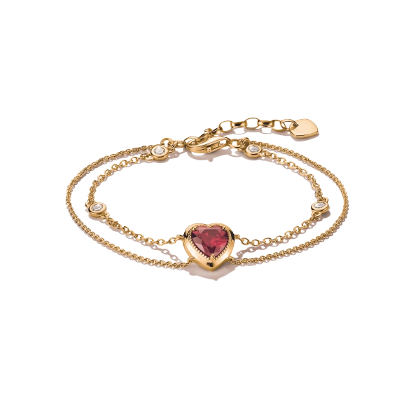 Doppelreihiges Armband mit Granatherz aus Gold - Thomas Sabo - Nordic Spectra