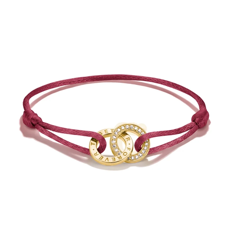 Thomas Sabo - Rött Forever Together Svart Textilarmband Guld