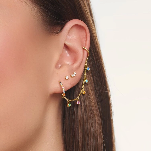 Ohrklemme Bunte Steine Gold von Thomas Sabo, Schneller Versand - Nordicspectra.de