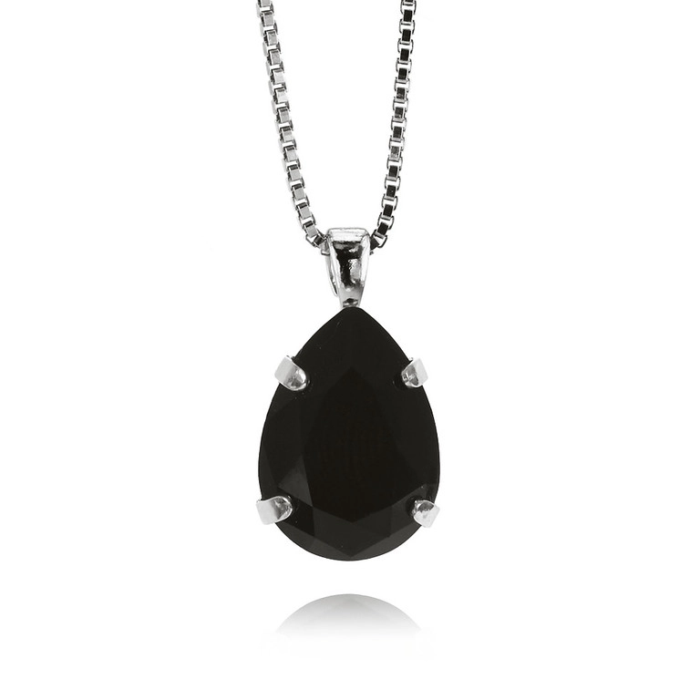 Caroline Svedbom - Mini Drop Necklace Rhodium Jet