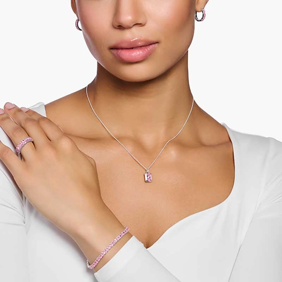 Kette mit pinken und weißen Steinen Silber von Thomas Sabo, Schneller Versand - Nordicspectra.de