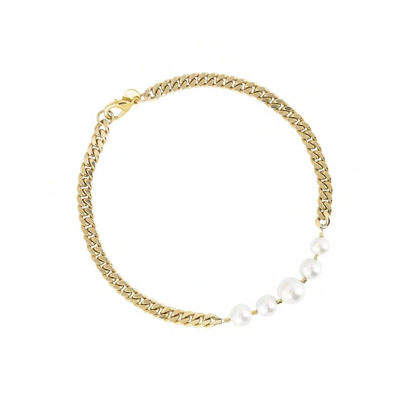SOPHIE by SOPHIE - Pearl Chain Short Necklace Gold
