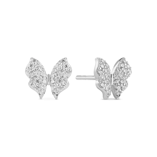 Farfalla örhängen i silver med detaljrik fjäril och cubic zirconia