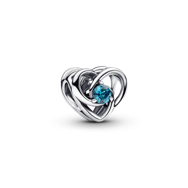 Charm aus Sterlingsilber mit blauen Steinen in Herzform