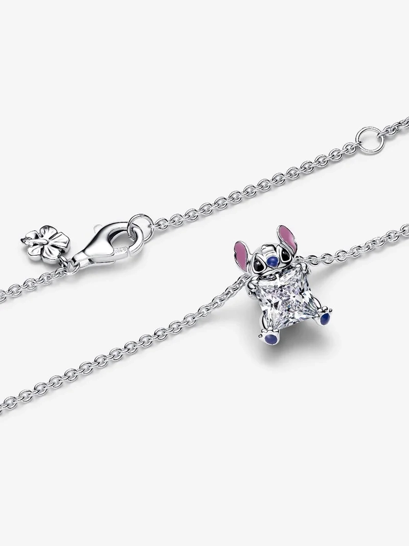 Disney Stitch halsband i sterlingsilver med färgglad design och kubisk zirkonia.