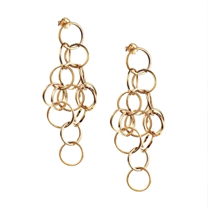 Messy Rings Ohrringe vergoldet in 18 Karat vergoldetem Silber mit verbundenen Ringen