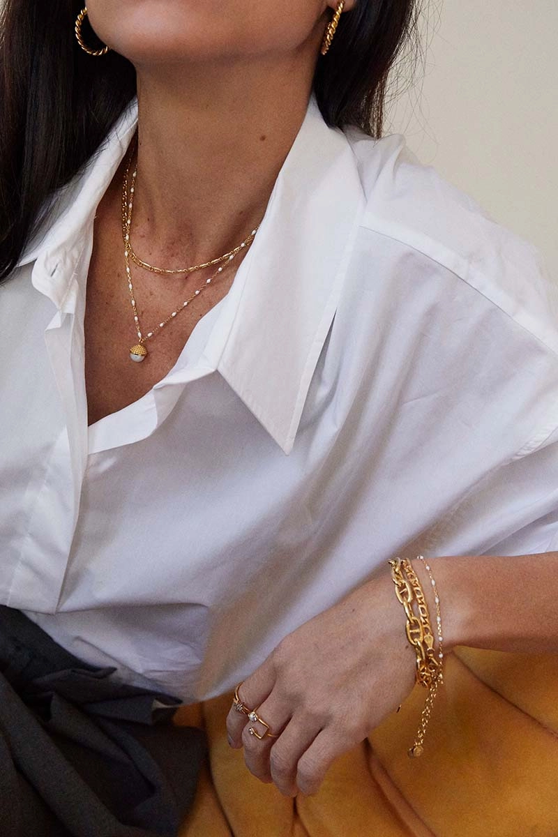 Letters Beaded Bracelet White Gold -CU Jewellery - Snabb frakt & paketinslagning - Nordicspectra.se