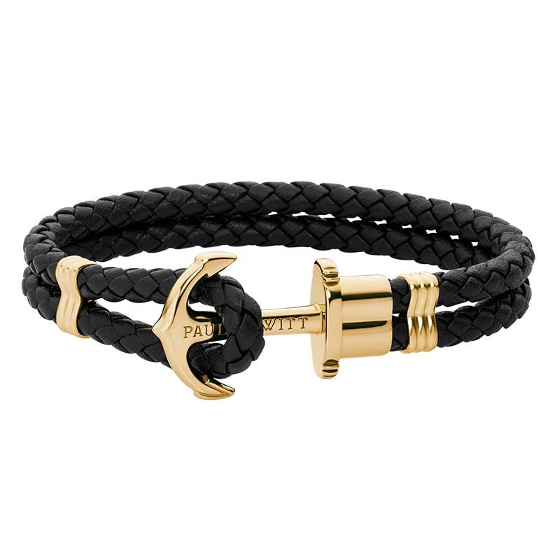 Paul Hewitt – Leather Phrep Armband Svart/Guld
