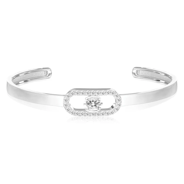 Ellisse Carezza Bangle från Sif Jakobs i silver med gnistrande cubic zirconia-stenar