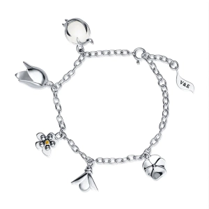 Gartenarmband aus Sterlingsilber mit Anhängern aus Citrin