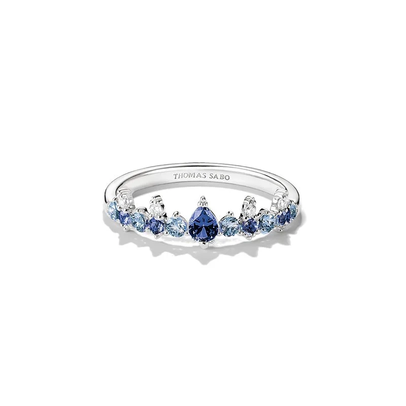 Thomas Sabo - Bl&aring; Glittrande Stenar Ring