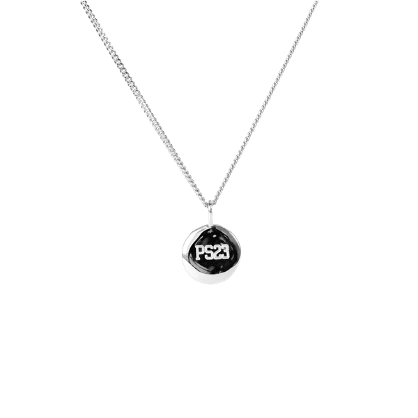 PS23 Organic Coin Silver-halsband med ojämn yta och PS23-gravyr