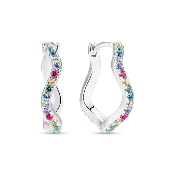 Ellera Waves Grande Ohrringe Mix in Silber mit Zirkonia-Steinen von Sif Jakobs