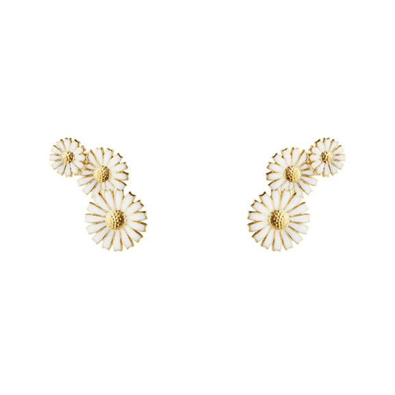 Daisy Vit Layered Örhängen Guld
