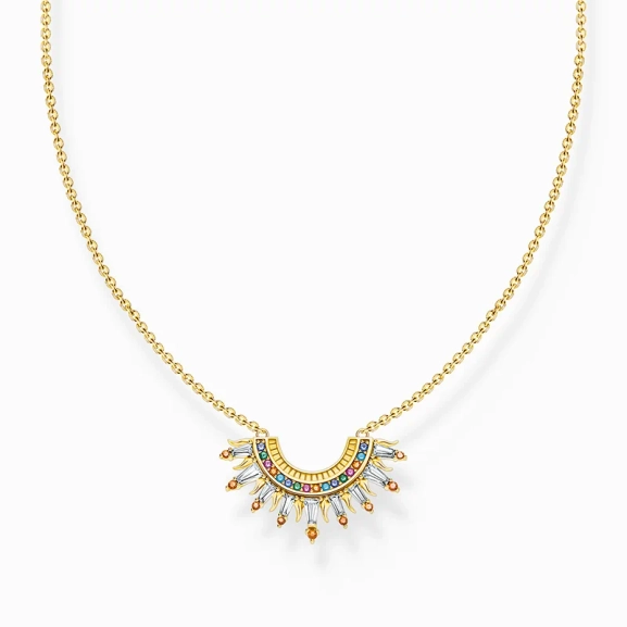 Kette mit Sonnenstrahlen und bunten Steinen vergoldet - Thomas Sabo - Nordic Spectra