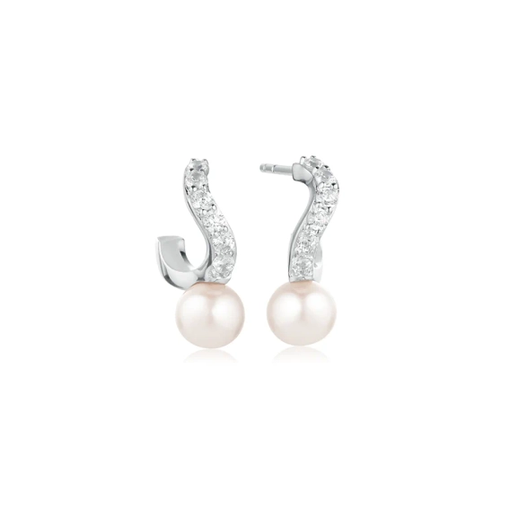 Ponza Creolo Piccolo Örhängen i silver med cubic zirconia och sötvattenpärla från Sif Jakobs