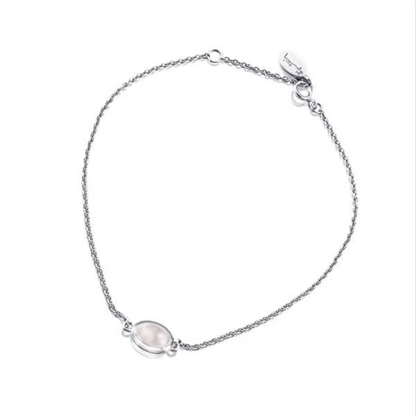 Love Bead Bracelet i silver med mjukt rosa rosenkvarts