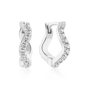 Ellera Waves Medio Örhängen i silver med gnistrande Cubic Zirconia-stenar från Sif Jakobs