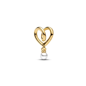 Herz- & Perlenanhänger in Gold. Ein Symbol der unendlichen Liebe einer Familie mit den Worten „Familie