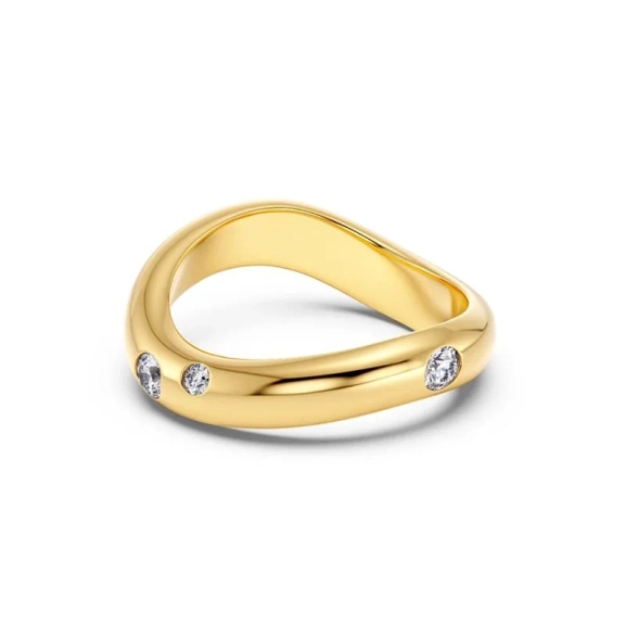 Två Selena-ringar i stål och guld med cubic zirconia