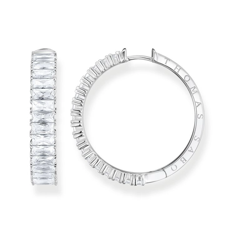 Thomas Sabo – Creolörhängen med Baguetteslipade Stenar Pavé