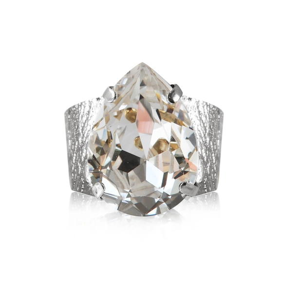 Classic Drop Ring Rhodium Crystal - Caroline Svedbom - Nopea toimitus ja lahjapakkaus - Nordic Spectra