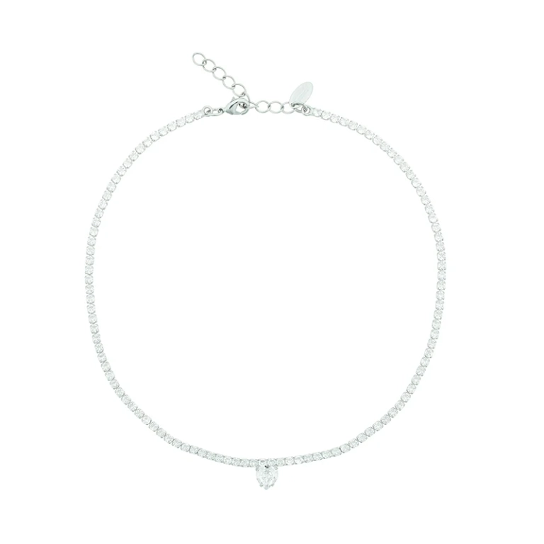 Love Edit Necklace i rhodium med klara Swarovski-kristaller
