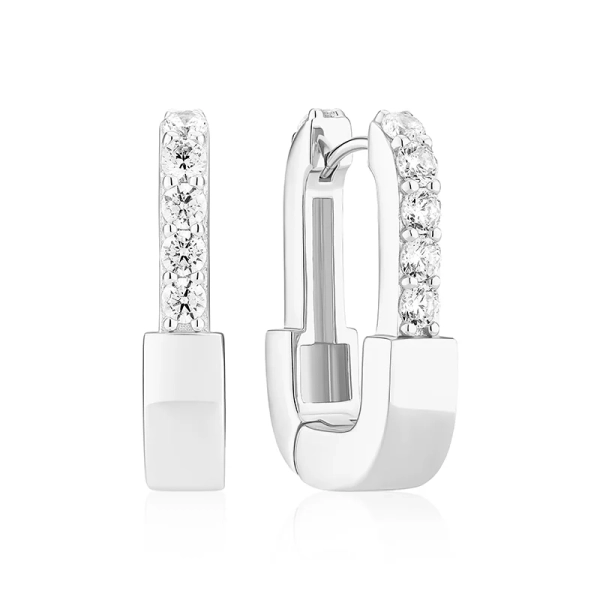 Maratea Half/Half Örhängen i silver med gnistrande Cubic Zirconia-stenar från Sif Jakobs