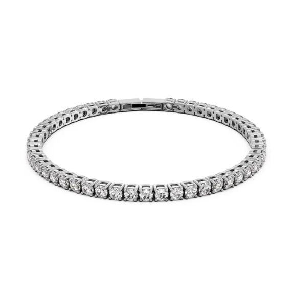 Tennisarmband i polerat rostfritt stål med cubic zirconia-stenar