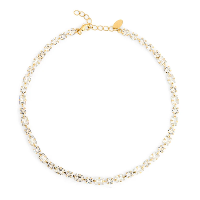 Guldpläterat Diora Statement-halsband med gnistrande Swarovski-kristaller från Caroline Svedbom