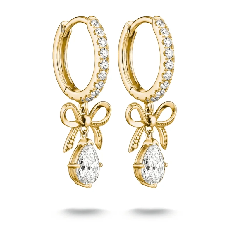 Thomas Sabo - Creoler med Rosetter & Droppformade Stenar Guld