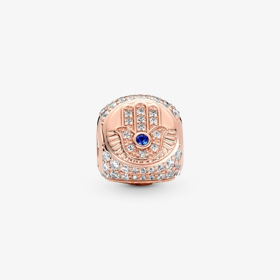 Hamsa Allseende Öga & Fjäder Tresidig Hängberlock Rosé - PANDORA - Snabb frakt & paketinslagning - Nordicspectra.se