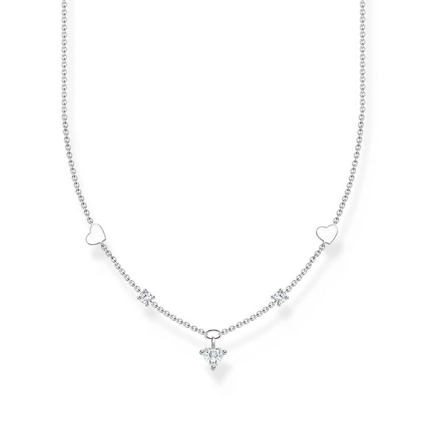 Kette Mit Herzen Und Weiße Steine Silber von Thomas Sabo, Schneller Versand - Nordicspectra.de