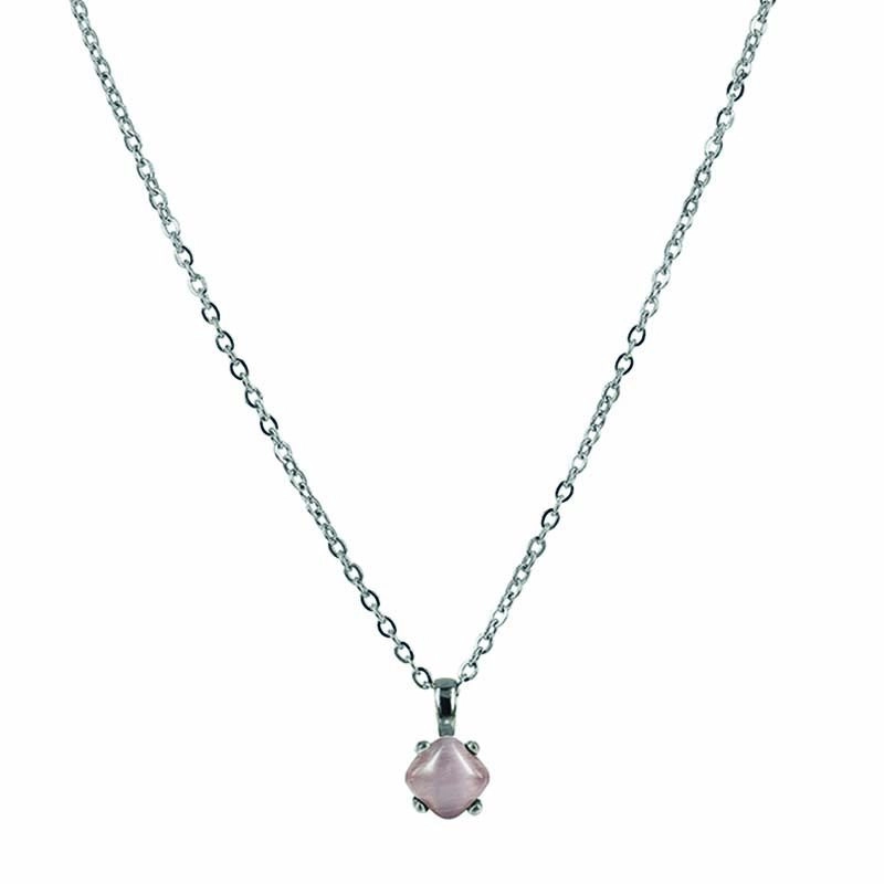 Astrid & Agnes - VICTORIA Långt Halsband Rosa/Stål