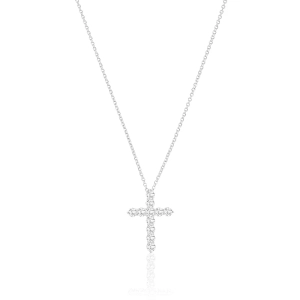 Belluno Croce Halsband i silver med glittrande cubic zirconia-stenar från Sif Jakobs Belluno-kollektion.