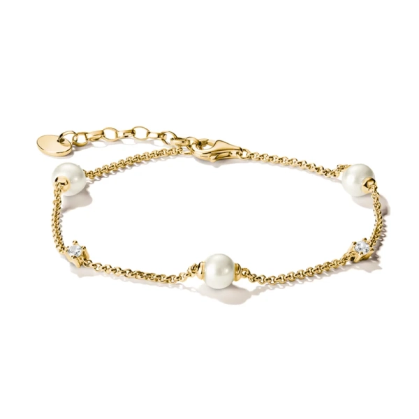 Armband med Pärlor & Vita Stenar Guld från Thomas Sabo med sötvattenspärlor