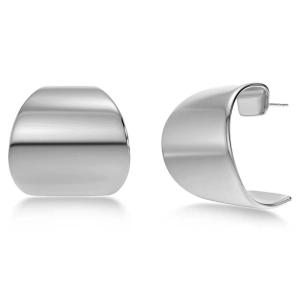 Stilfulla Solo Hoops L i blankt rostfritt stål med cubic zirconia