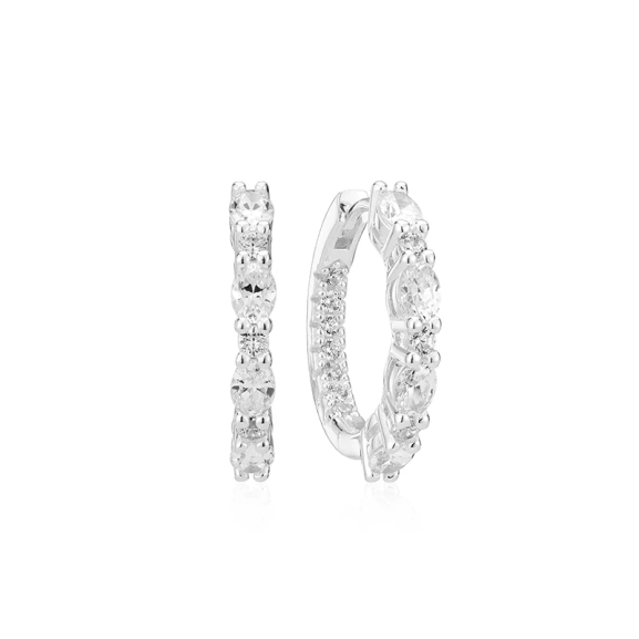Ellera Ovale Grande Örhängen i silver med gnistrande Cubic Zirconia-stenar från Sif Jakobs kollektion Ellera.