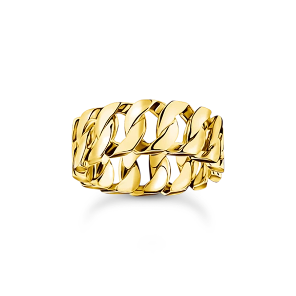 Pansarlänk Wide Ring Guld i 18K guldpläterat silver med kedjelänksdesign