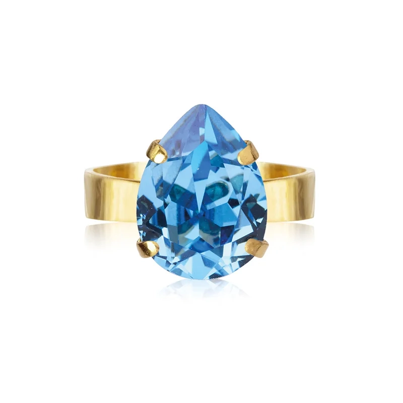 Caroline Svedbom - Mini Drop Ring Gold Recreated Iceblue