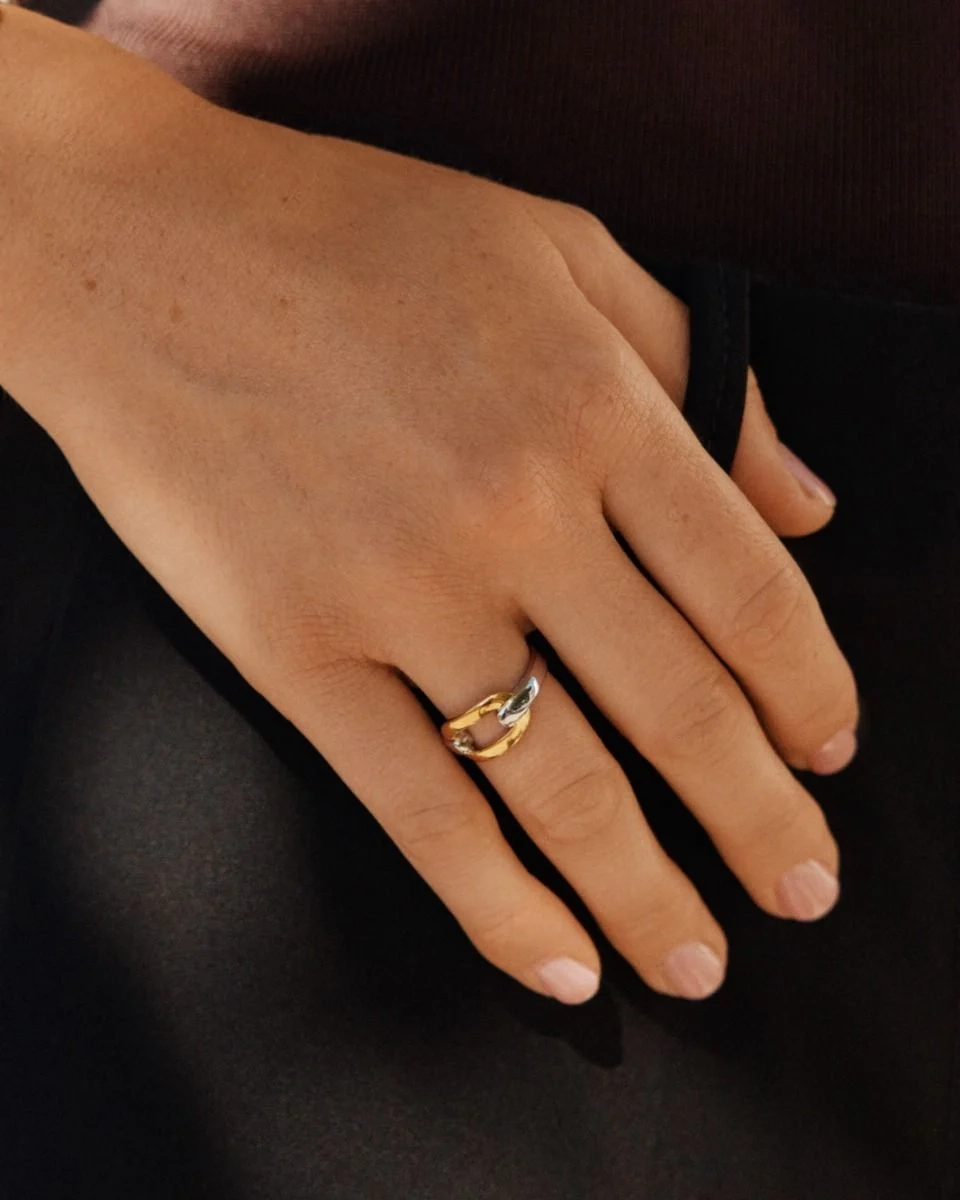 Chunky ring i guldpläterat stål med bred form