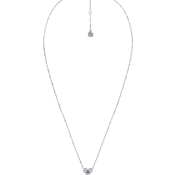 Halsband i polerat rostfritt stål med tre gnistrande cubic zirconia-stenar