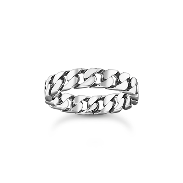 Pansarlänk Ring i återvunnet svärtat silver med stilren kedjelänkdesign