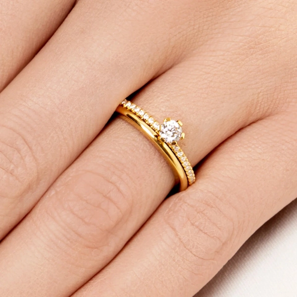High On Love & Stars Ring 0.30 ct Gold