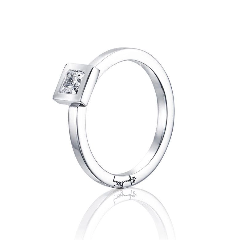 Efva Attling - Princess Wedding Thin Ring 0.30 ct White Gold