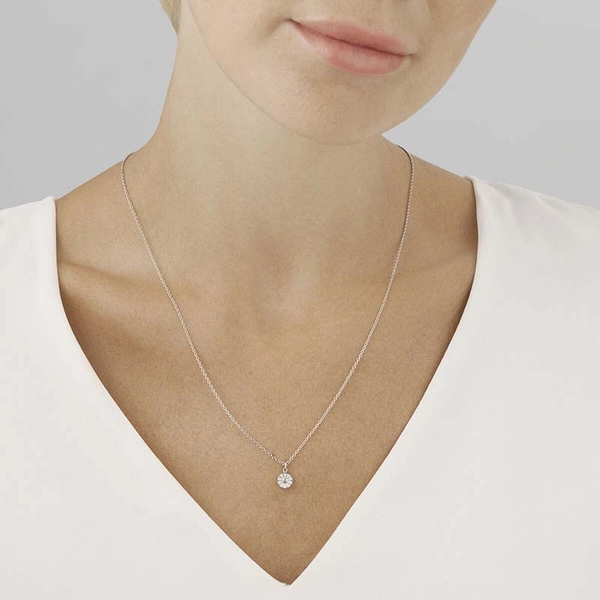 Daisy Mini Halsband Silver med Vit Emalj - Georg Jensen halsband - Snabb frakt & paketinslagning - Nordicspectra.se