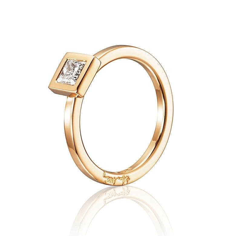 Efva Attling - Princess Wedding Thin Ring 0.40 ct Gold