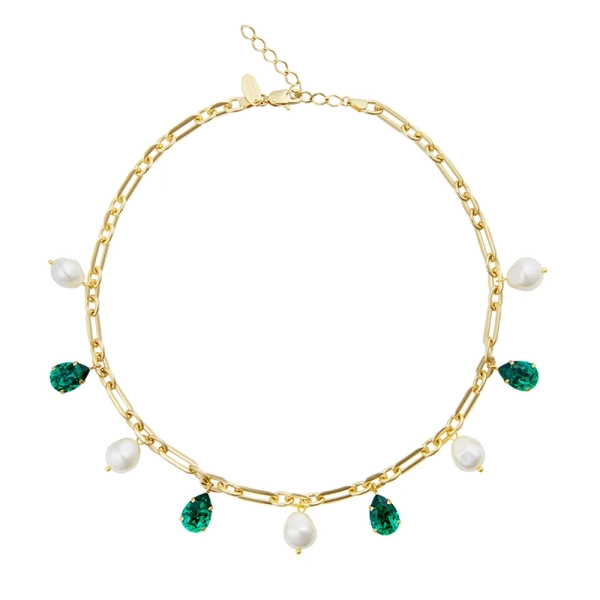 Ayra Necklace Gold Pearl / Majestic Green - Caroline Svedbom - Snabb frakt & paketinslagning - Nordic Spectra